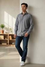 LVs Signature Mens Contemporary Fit LS Button Up Blue Checkered Shirt L 16-16.5