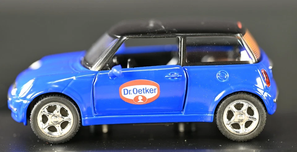 Blue Mini Cooper Dr. Oetker Desserts Promo 1:43 Diecast in Box - Image 2 of 4