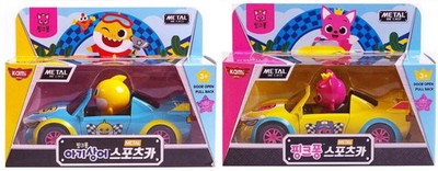 Pinkfong Baby Shark Metal Sports Car Pull Back Door Open Die Cast