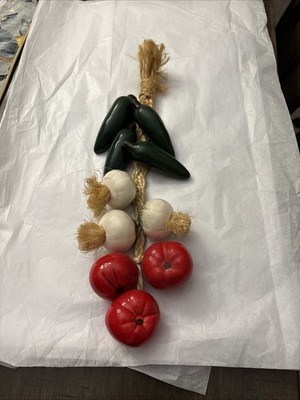 Decorative String Ceramic Vegetables (Chili Peppers, , Tomatoes And Garlic)