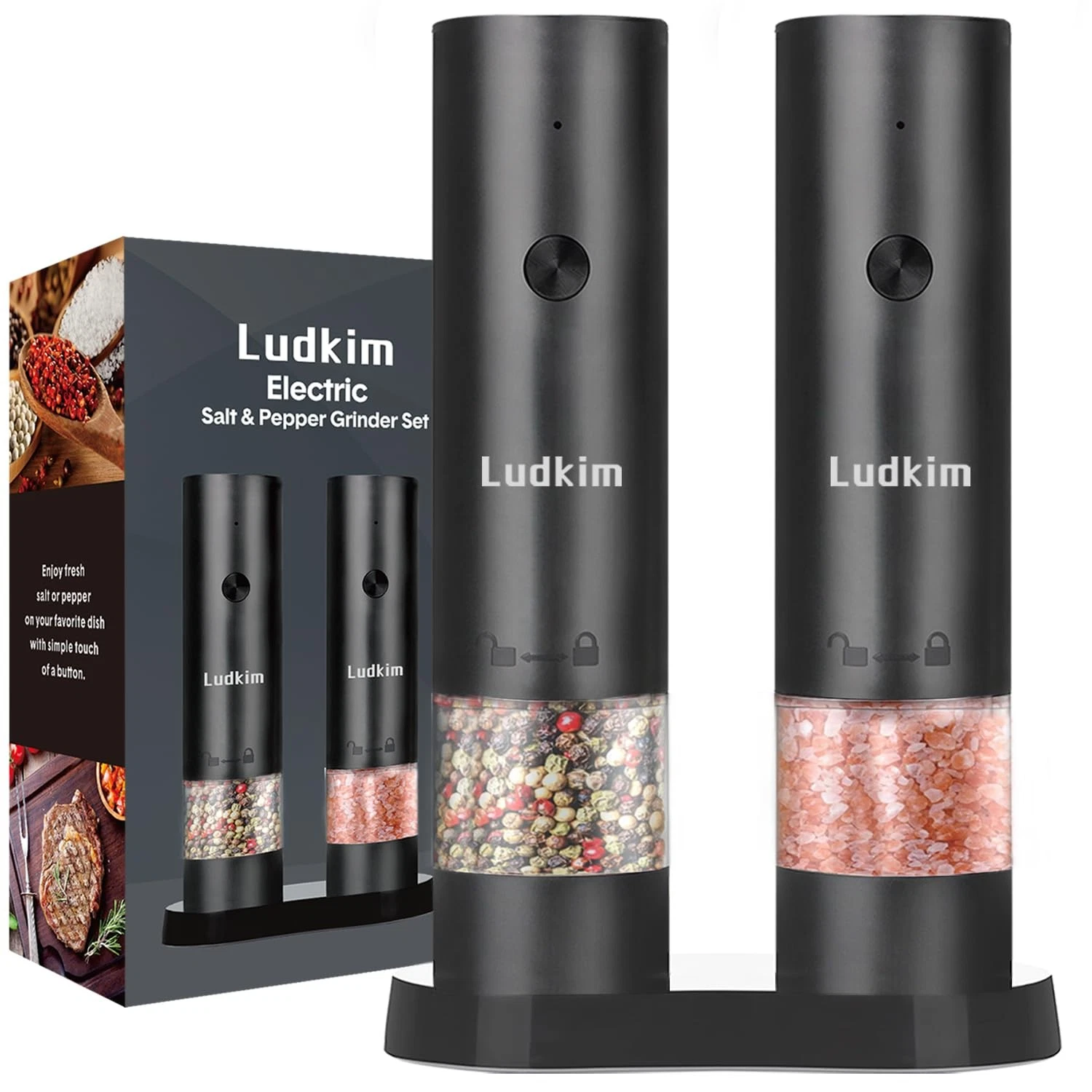 Electric Salt & Pepper Grinder Set- Dual Pack Rechargeable Automatic Pepper M...