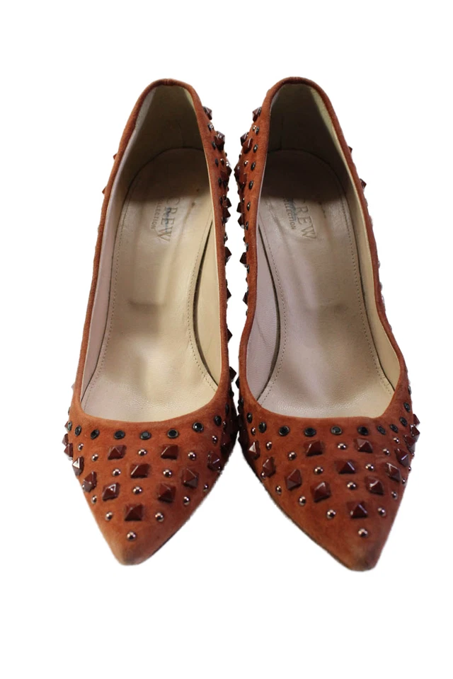 Женские замшевые туфли-лодочки J Crew Collection с заклепками с заостренным носком красные размер 7 - Изображение 2 из 4