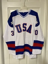 Jim Craig 1980 Miracle On Ice Hockey Jersey White Stitched Men’s Size S