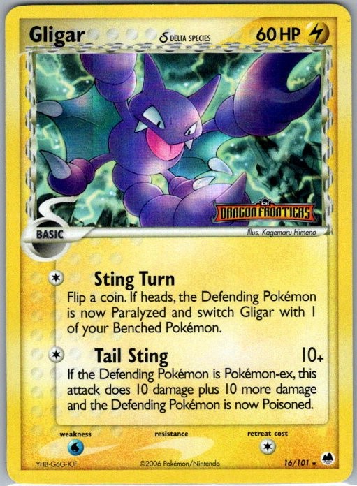 Gligar (Delta Species) 16/101 Rare Reverse Holo Dragon Frontiers LP