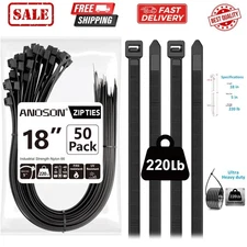 Large Zip Ties 18 inch, 50 Pack, Long Zip Ties Heavy Duty with 220 lb Tensile...