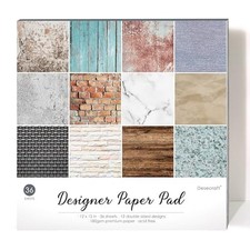Vintage Wooden Brick Marble 12x12 Scrapbooking Cardstock Decorative Paper for...