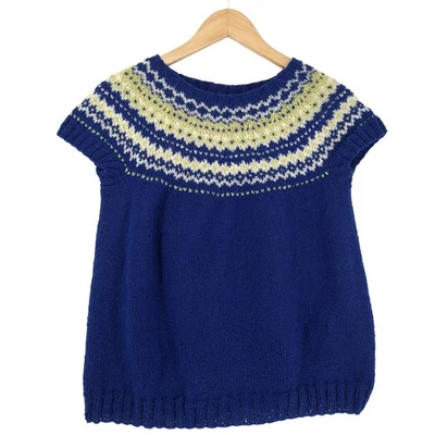 Vintage Nordic Pullover Norwegen Blau Fair Isle Wolle Nd3 Größe S - Bild 1 von 4