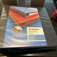 4-ct Heavy Duty 3-Ring Binders, with View Pockets, Staples®, 3 inch, 3" D-Rings