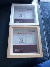 Deep Box Frames x 2 1 White & 1 Wooden Photo Frames 15 x 15 Cm Brand New Sealed