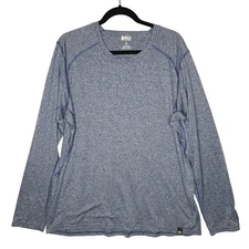 REI Co-op Lightweight Base Layer Long-Sleeve Crew Top Men XL Blue Wicking Hiking