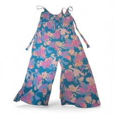 Cozy Co. Blue Floral Wide-Leg Jumpsuit Size M  New with Tags