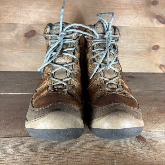 keen circadia mid linea donna taglia 8 scarpe stivali da trekking impermeabili in pelle marrone