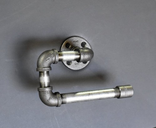 Soporte de rollo de inodoro vintage hecho de accesorios de tubería de hierro negro galvanizado | eBay