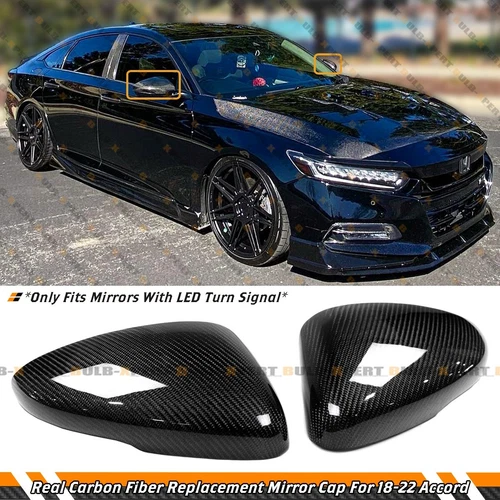 REAL CARBON FIBER SIDE MIRROR COVER DIRECT REPLACEMENT FOR 2018-22 HONDA ACCORD