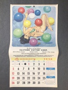 1958 Esquire Pinup Vendor Calendar Newark, NJ Same Days as 2031