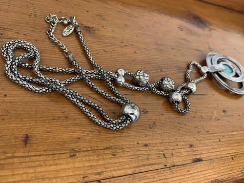 massiv Navajo Indianerschmuck Collier Westernkette Türkisf Anhänger Ø 55mm, 50cm - Bild 8 von 10