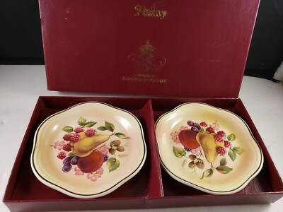 Set of 2 ROYAL WORCESTER SPODE ''Palissy''  Frutes Trinket Dishes 4 1/4'' d