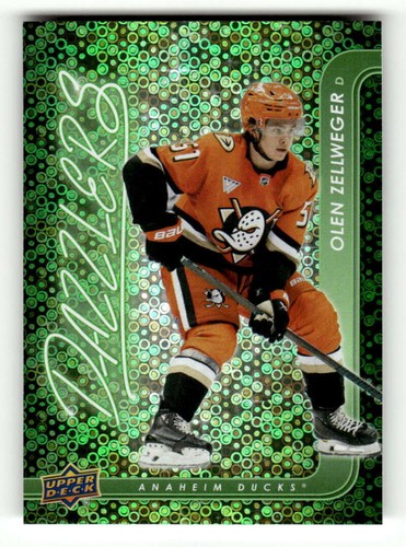 2024-25 Upper Deck Dazzlers Green #DZ-70 Olen Zellweger RC Rookie Ducks - Picture 1 of 2