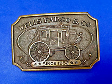 Wells Fargo  Co Bank Stagecoach Vintage Official MH6 Licensed Belt Buckle