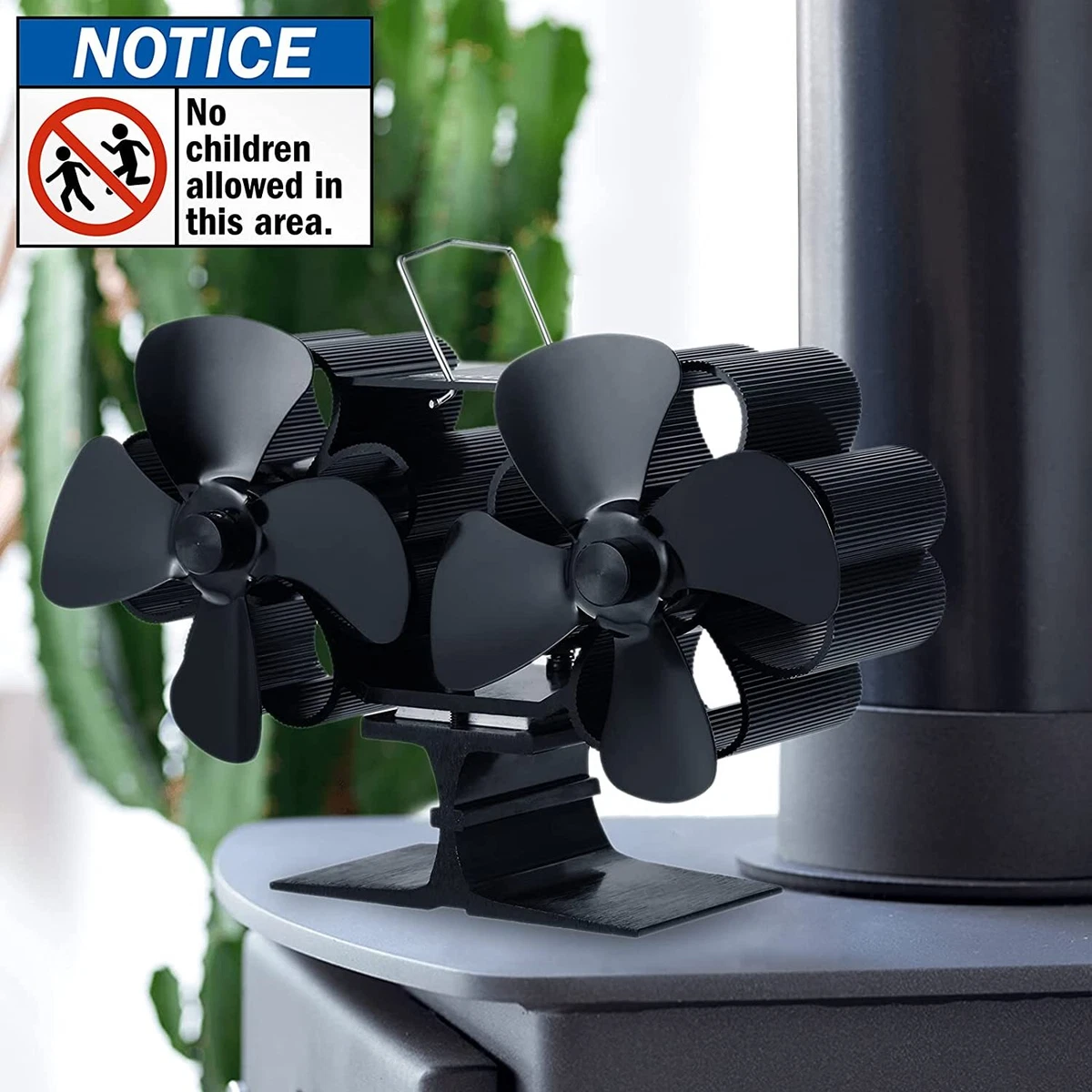 8 Blade Dual Head Quiet Heat Powered Wood Stove Fan Furnace for Wood Burner  880g | eBay
