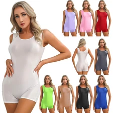 Womens Jumpsuit Nylon Bodysuit Workout Leotard Dance Dancewear Exercises Soft