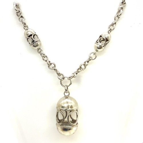 Vintage RAE Mexiko Sterling filigran Laterne Station Anhänger Kette Glieder Halskette 28 - Bild 1 von 7