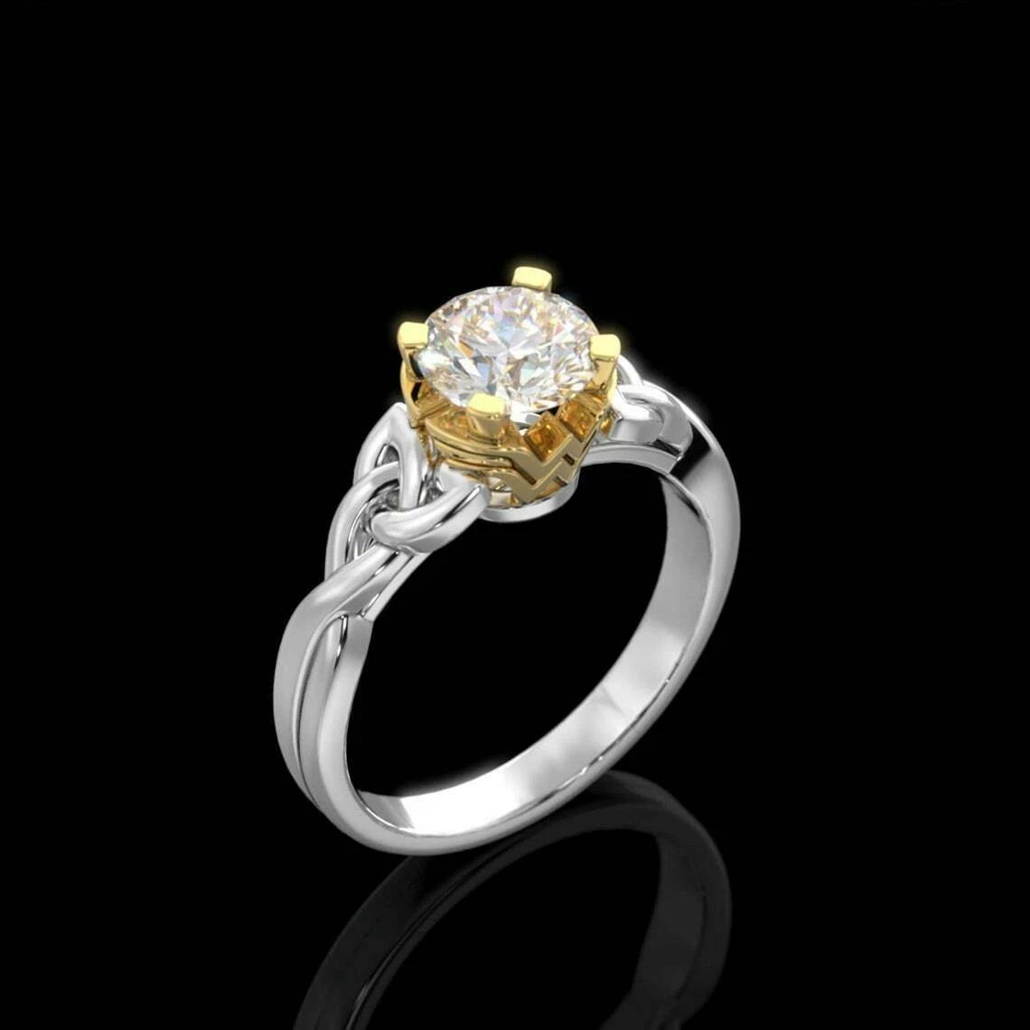 Exclusive Wonder Woman Ring Tow Tone Color 2CT White Round Cut Engagement Ring
