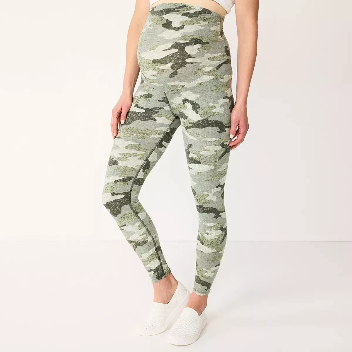 Sonoma Women Full Belly Panel Maternity Leggings Camo Camoflage Green XL  NWOT