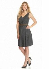 NEW NINE WEST BLACK WHITE DOTS COTTON FLARE CAREER DRESS SIZE 14 SIZE 16 $99