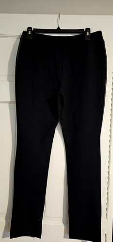 Belle by Kim Gravel Faux Leather and knit back Pants Black 8 New - Picture 2 of 3