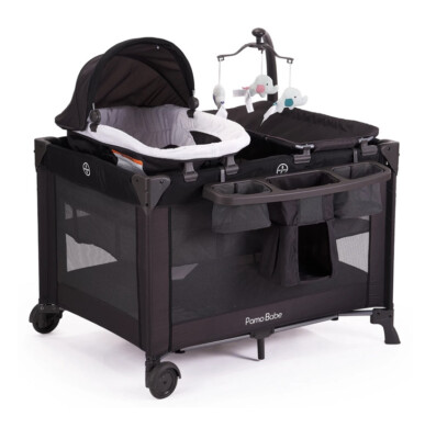 Pamo Babe Unisex Nursery Center Playard with Bassinet & Changing Table, Black