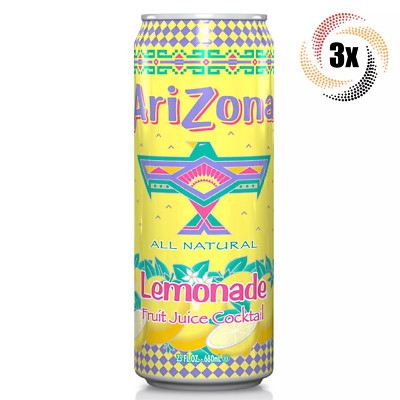 3x Cans Arizona Lemonade All Natural Flavor Fruit Juice Cocktail | 23oz