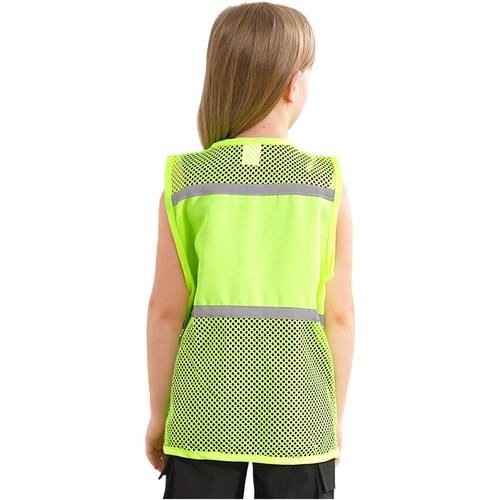 Kids Girls Boys Vest Mesh Reflective Volunteer High Visibility Activities Tops - Picture 44 of 61