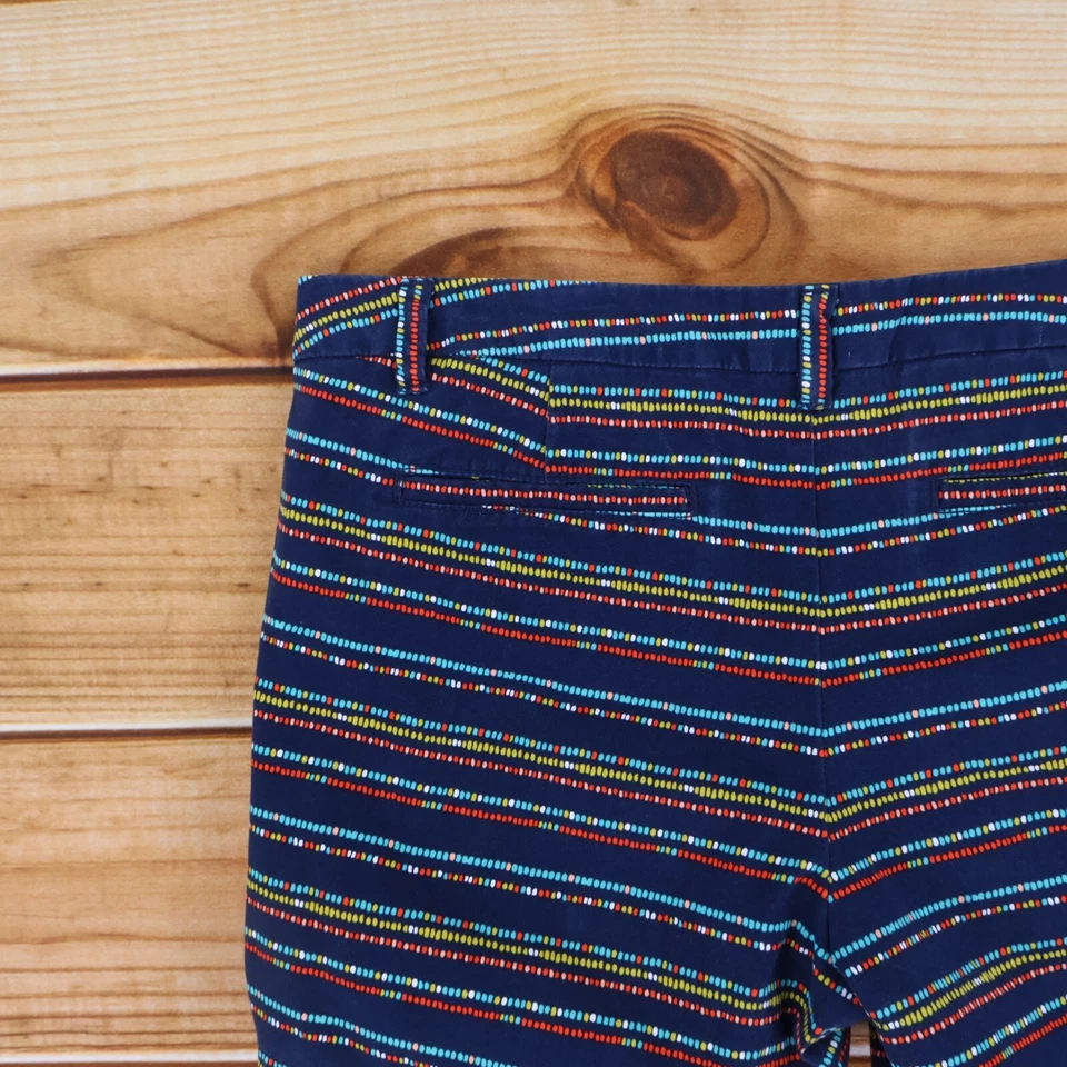 Shorts Merona Feminino Tamanho 12 Azul Colorido Geométrico 100% Algodão Bolsos Cintura Média - Imagem 3 de 4