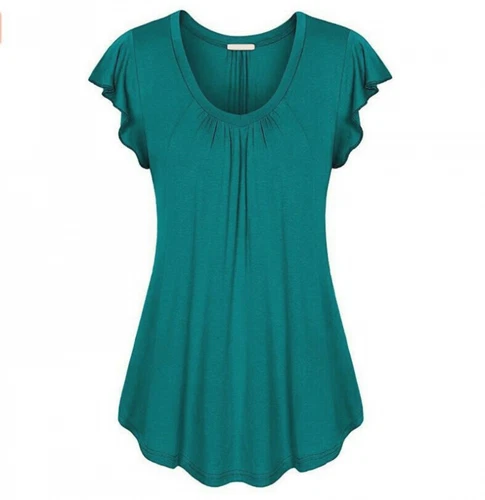 Summer Solid Women Casual Crew Neck T Shirt Tunic Short Sleeve Blouse Loose Tops - Picture 15 of 22