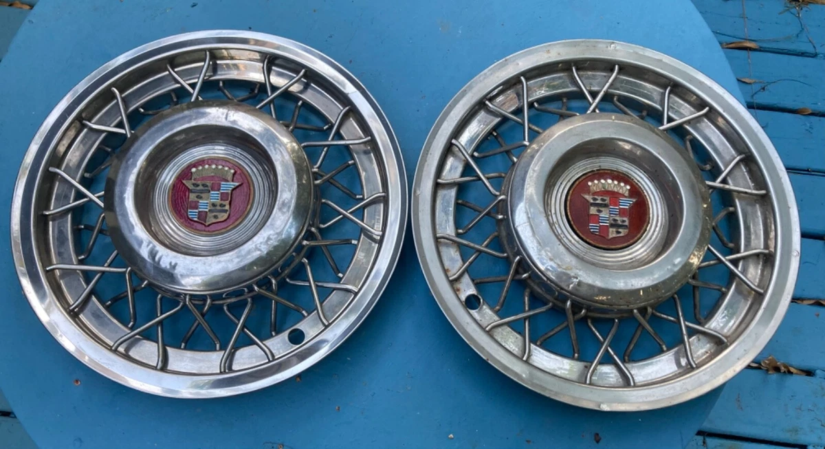 TWO 1951 1952 1953 1954 CADILLAC WIRE WHEEL Wheelcover Hubcaps OEM