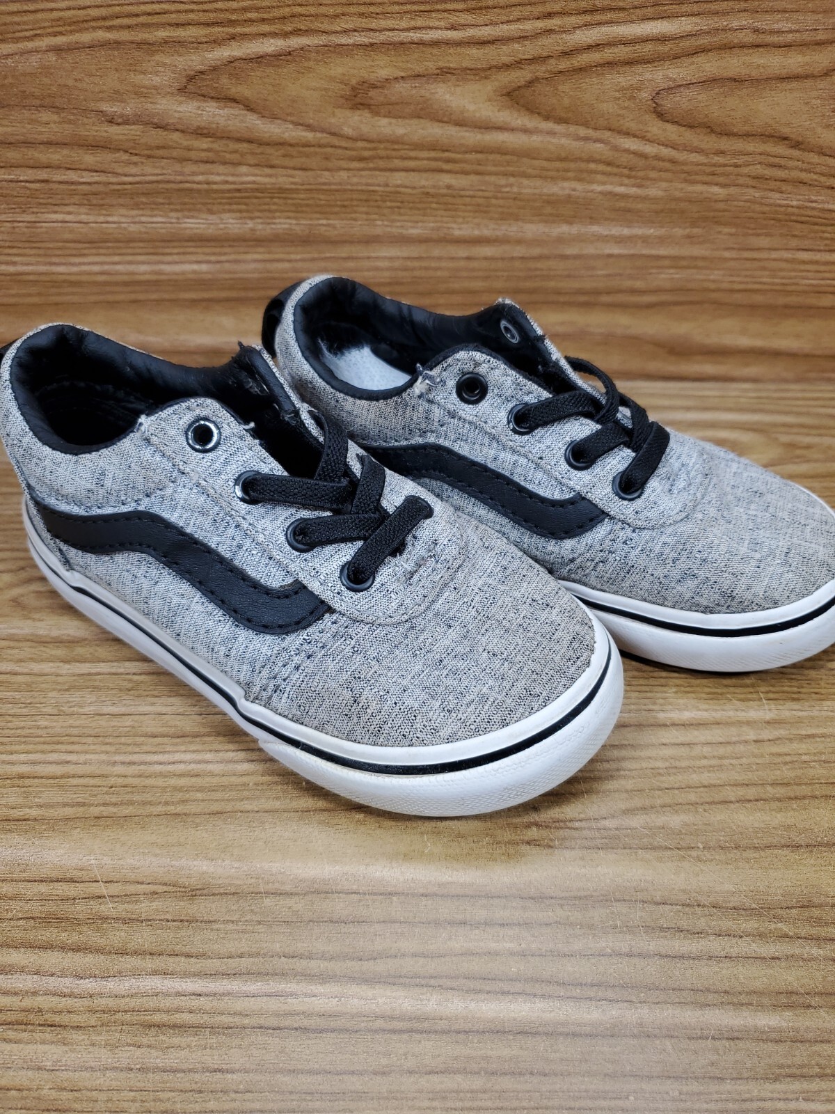 Vans 721356 Toddler Size 8 Grey w/ Black Trim \u0026amp; Elastic Laces Unisex  Pre-owned | eBay