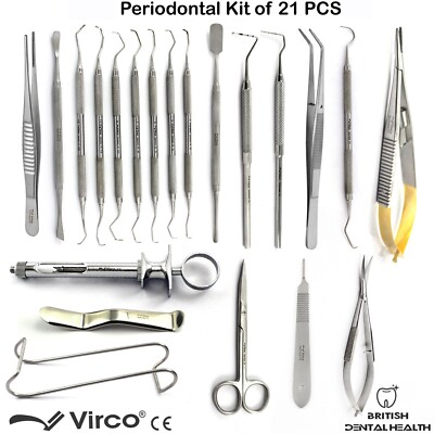 SEHR EMPFEHLENSWERT 21 STCK. Parodontitis chirurgische Instrumente Kit Zahnimplantate