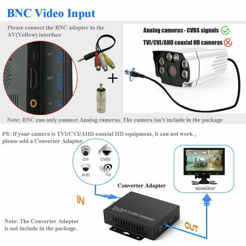 USB Power Monitor 7" LCD CCTV HD PC Screen AV/RCA/VGA/BNC/ HDMI 1080P - Picture 10 of 12