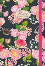 Raccoglitore cartellina elastico Pigna Flowers 3 cm - 24x34 cm - Rose su nero
