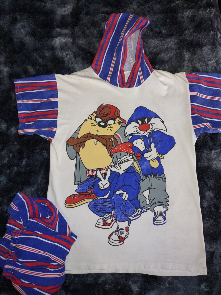 Rare! Vintage 90s T Shirt Shorts Large Looney Tunes Rapper Bugs
