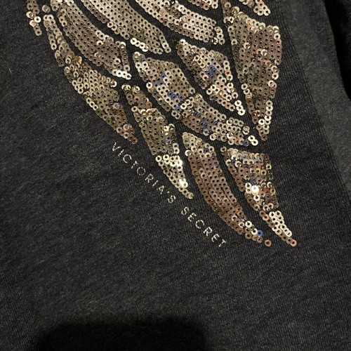 Victoria's Secret Angel Wings Sequined Gray Full Zip Hoodie Size Medium - Picture 7 of 8