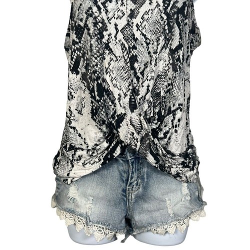 Ideology Womens Snakeskin-Print Twist-Front Sleeveless Top White Snake Sz S - Picture 5 of 13