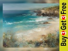 Beach and Sea Cove Oil Painting Print Art Decor 5"x7"