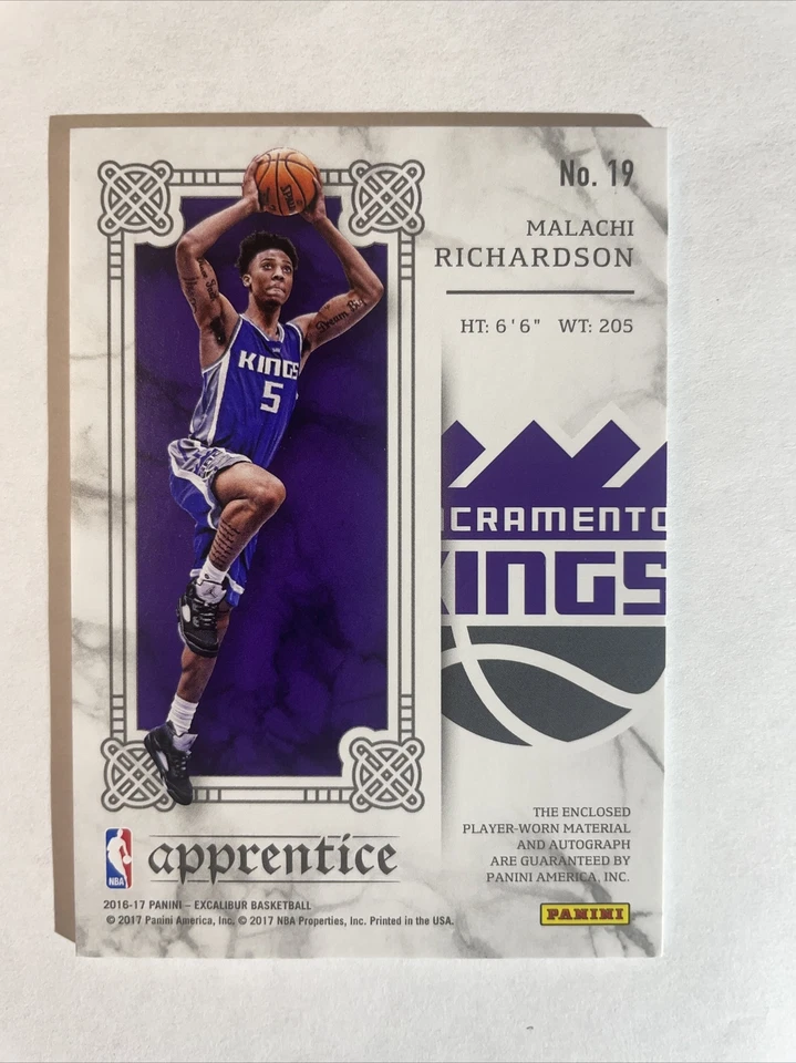 2016-17 Panini Excalibur Apprentice Shield Jerseys #19 Malachi Richardson Auto - Image 2 of 2