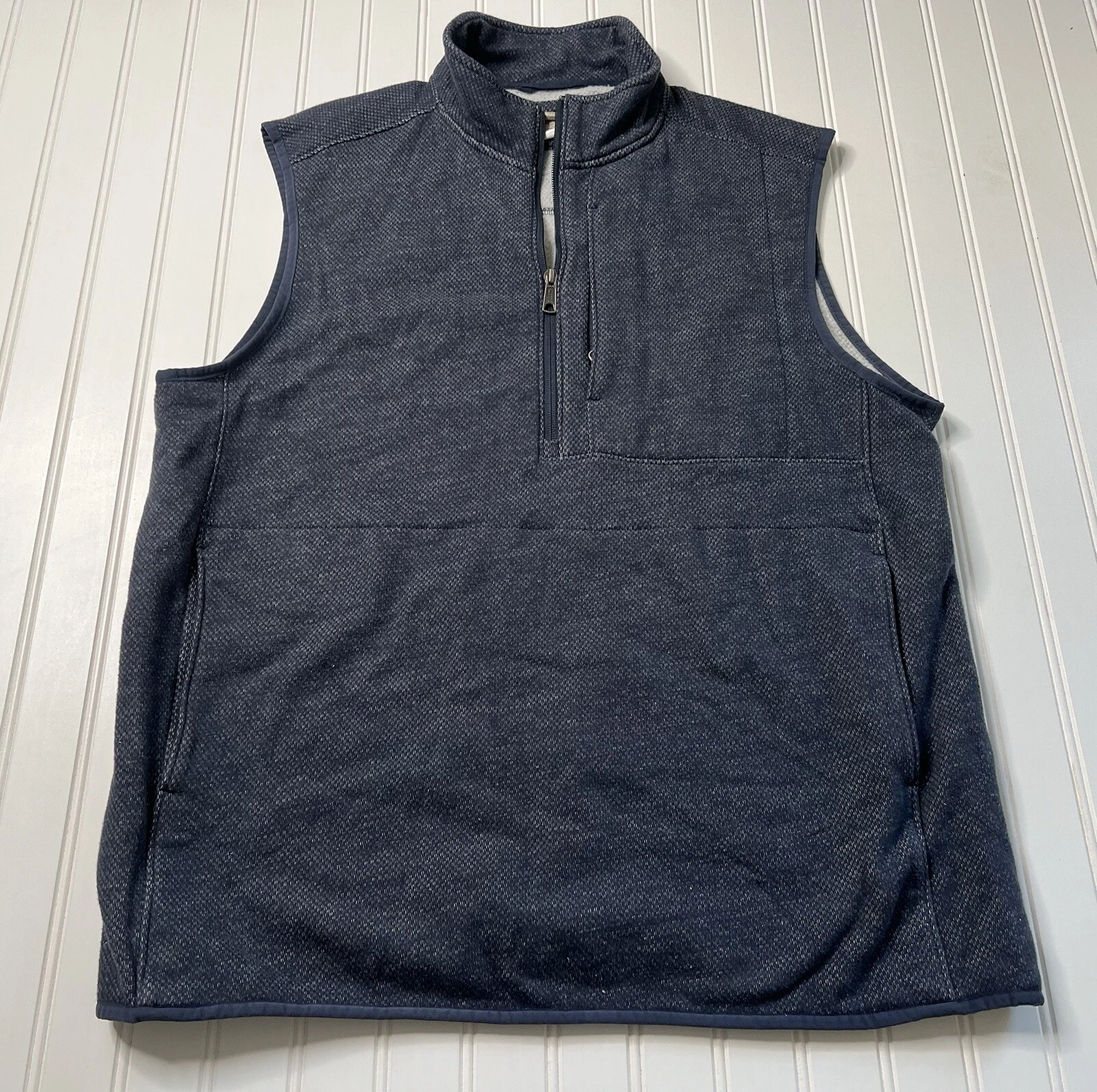 Duluth Trading Co Men's Threshold Fleece 1/4 Zip Vest Mens Large Blue 915