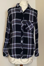 NEW! RAILS HUNTER BUTTON DOWN SHIRT in BLACK CELESTE ROUGE PLAID XS CONTEMPORARY
