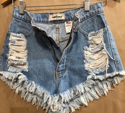 Vibrant Miu Destroyed High Waist Distressed Jeans Shorts Size