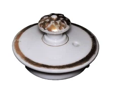 Part- Old Paris LID, Porcelain, Tea Pot, Rosette Finial, Gilt, c1850, 3"d