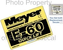 2 Snow Plow Decals = 1 Mini Torque + 1 Meyer E60 Quick Lift Pump Decal  E-60 MP3